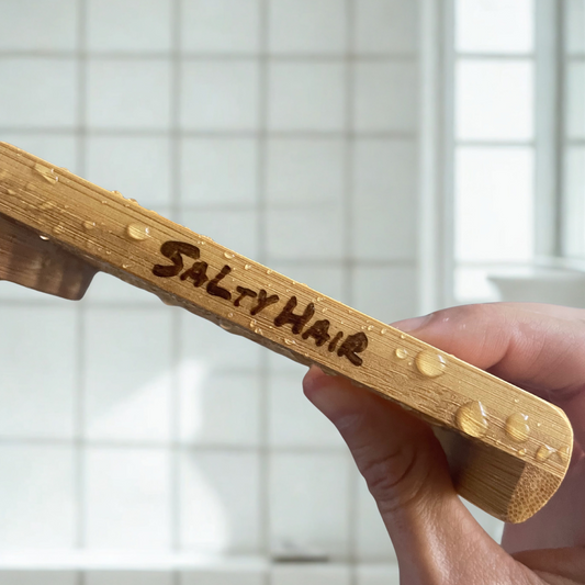 Salty Hair Surf Shampoo Bamboo Tray in Bathroom. Storage for Shampoo Bar, Soap Bar.